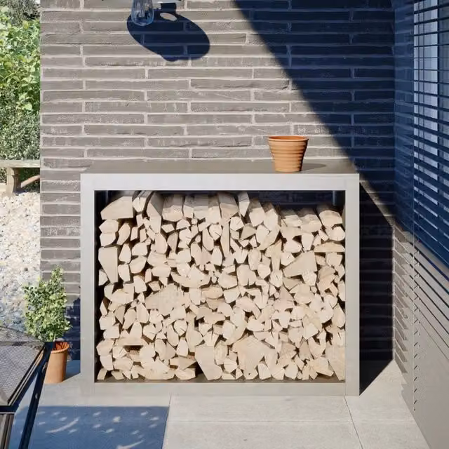 Rastrelliera per Legna da Ardere-Portalegna 100x40x80 cm in Acciaio Inox