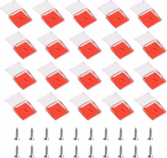 Connettori a staffa per strisce LED, 20 pezzi trasparenti, autoadesivi, con viti, connettori a staffa larghi 10 mm