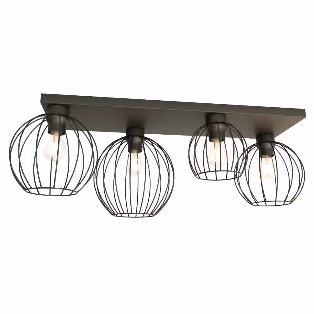 Plafoniera Industrial Orion Luceart-Classic con 4 Luci Lineari in Metallo Nera – 2