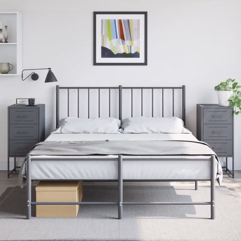 Set di 2 comodini vidaXL in metallo stile industriale, colore antracite, L 36 cm x P 39 cm x H 78 cm