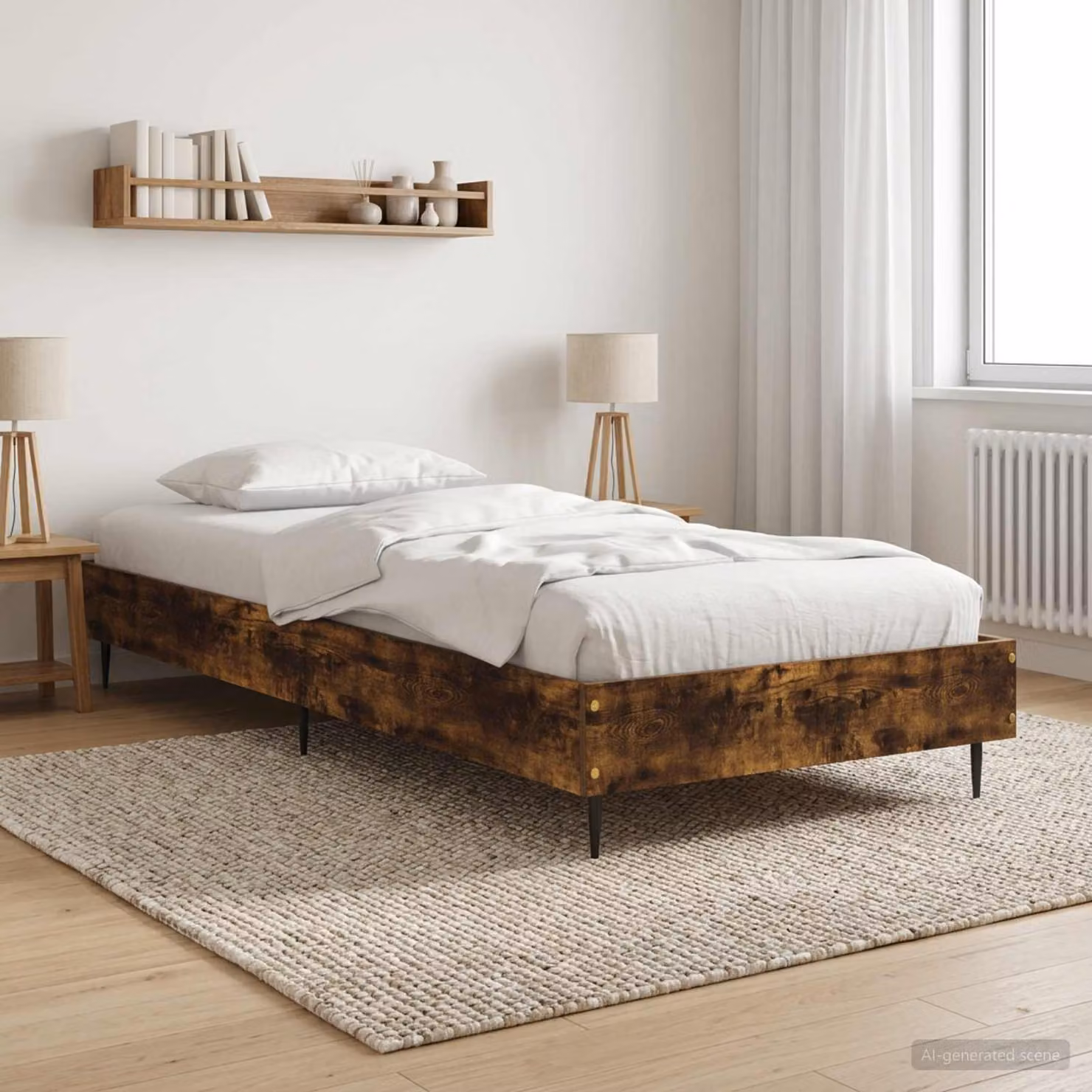Struttura del letto moderna vidaXL in legno Rovere Fumo L: 80 cm, P: 200 cm, H: 83 cm