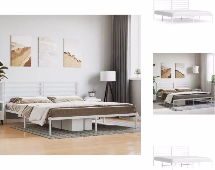 vidaXL Struttura letto con testiera in metallo bianco 180x200 cm - Letti e strutture letto