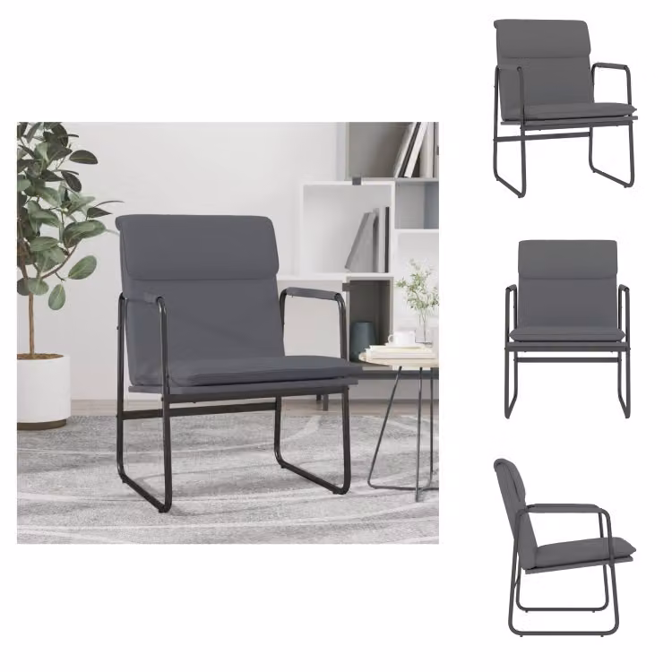 vidaXL Sedia da salotto grigia 55x64x80 cm in Pelle finta - Poltrona