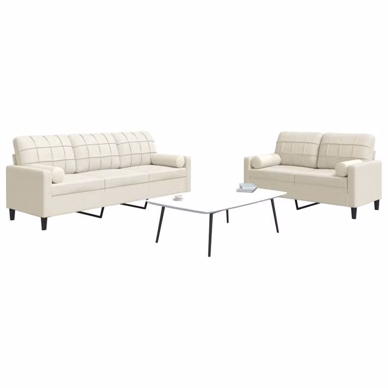 Maison Exclusive - Set divano 2 pezzi con cuscini e cuscini cervicali in velluto color crema