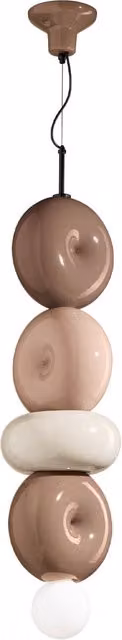 Lampada a sospensione Ferroluce BumBum in ceramica stile Art Déco colore beige e nero con attacco E27