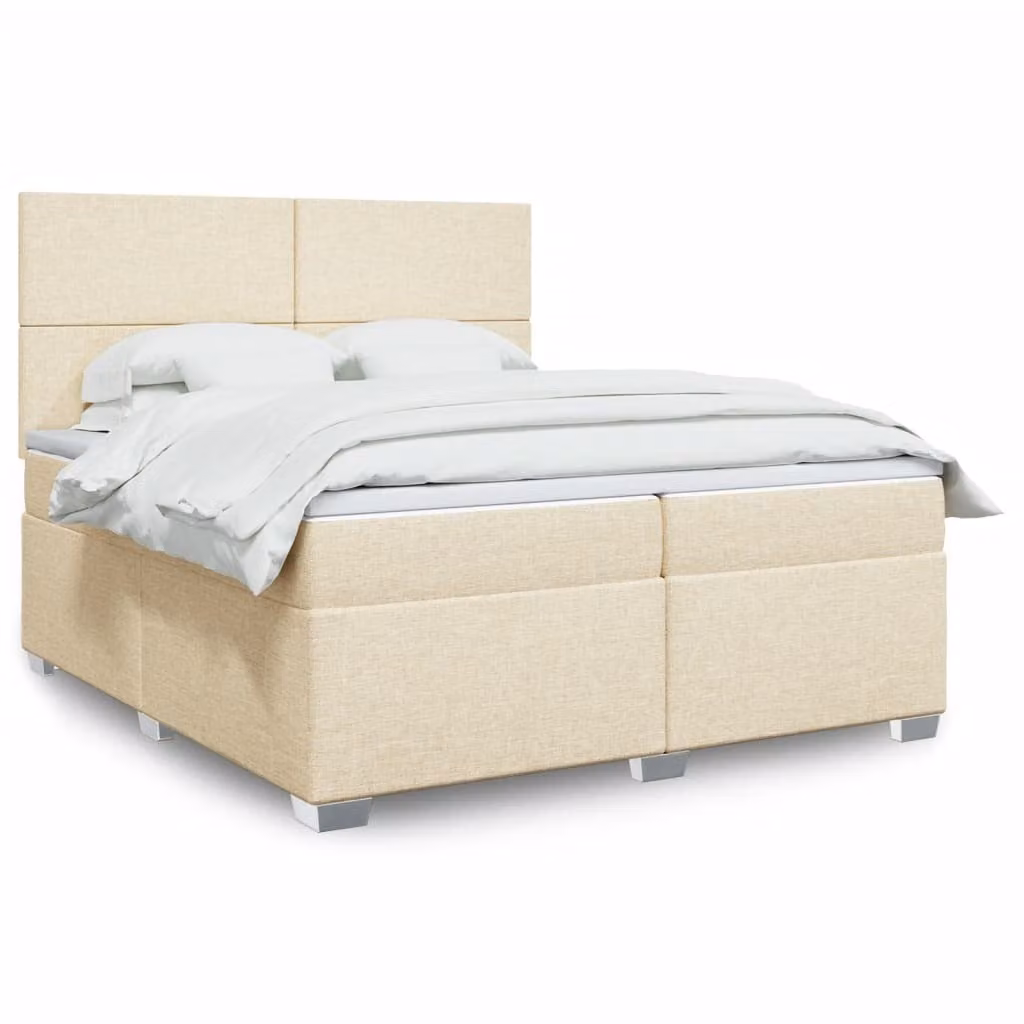 Maison Exclusive - Giroletto a Molle con Materasso Crema 200x200 cm in Tessuto