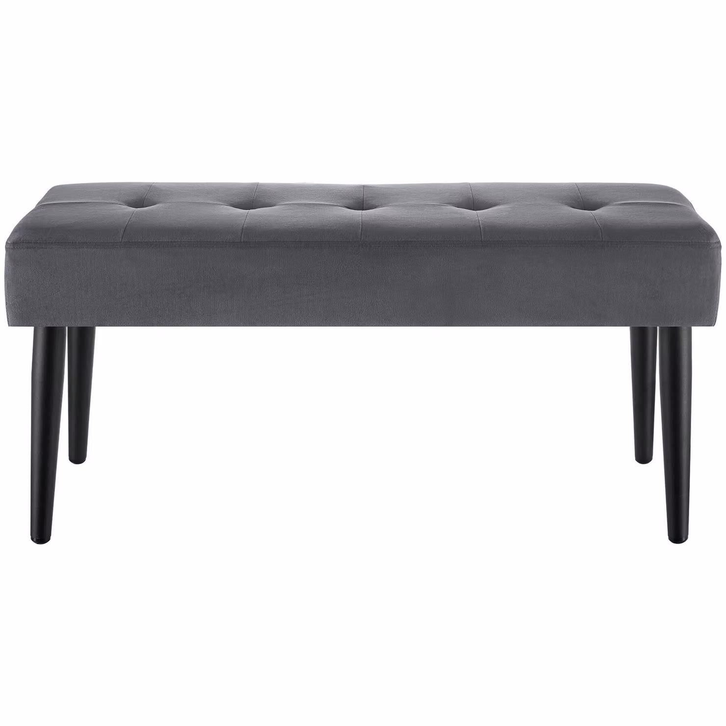 Panca Glora Tectake imbottita in velluto grigio con motivo trapuntato L: 120 cm, P: 38 cm, H: 45 cm – 2