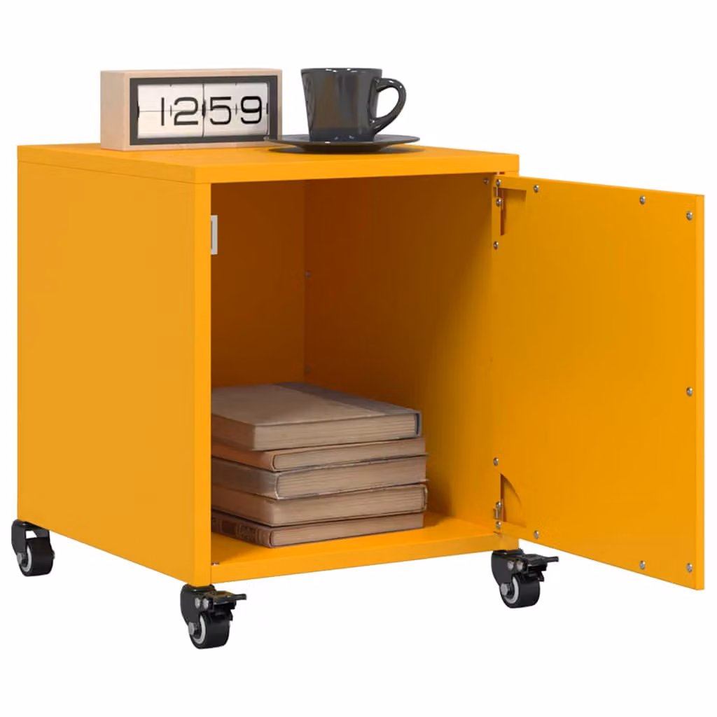 Set di 2 comodini moderni vidaXL in metallo giallo senza finitura opaca L/P/H: 36 x 39 x 43,5 cm