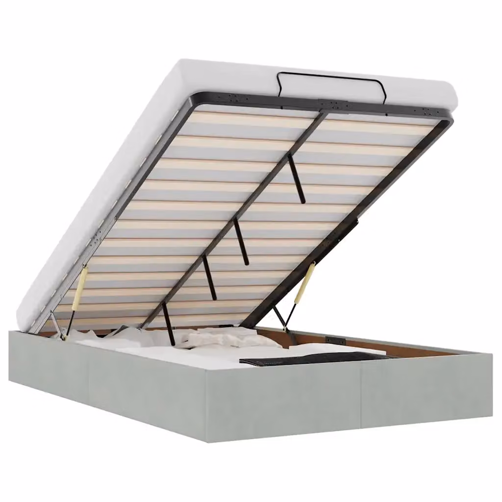 Struttura Letto con Contenitore a Alzata vidaXL in Velluto Grigio L: 120 cm, P: 200 cm, H: 193 cm – 2