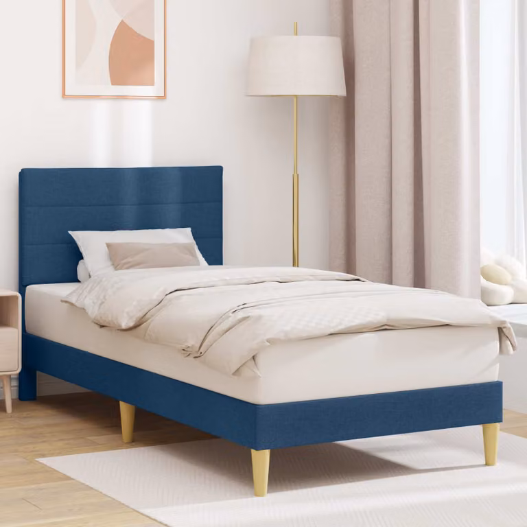 Struttura del letto con testiera vidaXL in tessuto blu, L 80 x P 200 cm