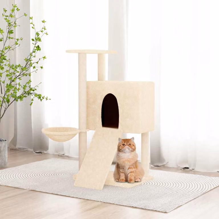 Albero per gatti vidaXL con tiragraffi in sisal, amaca e cuccia, beige, Altezza: 96 cm
