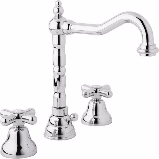 Batteria lavabo tre fori con bocca girevole e scarico OLD FASHION Vecchio rame