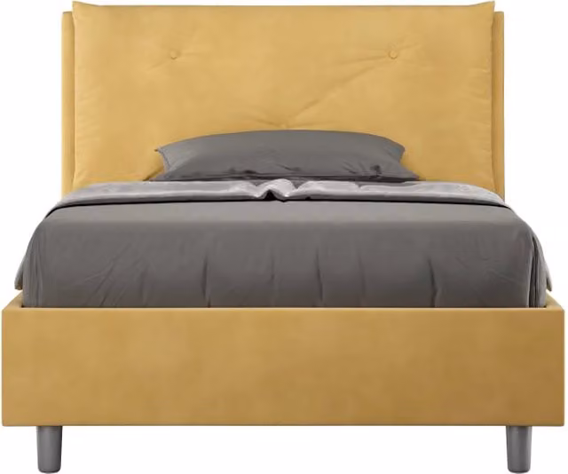 BS COM Letto una piazza e mezza senza rete imbottito 130x190 microfibra ocra Large
