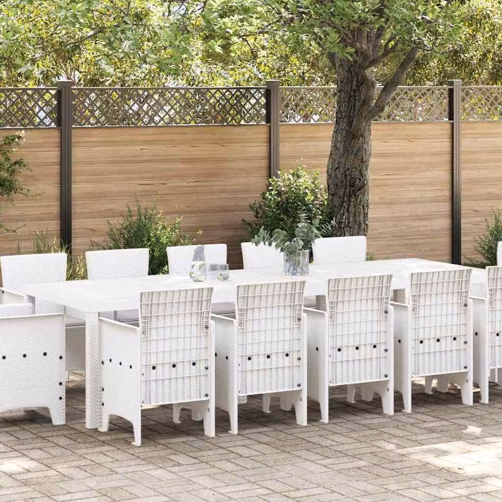 Maison Exclusive - Set da pranzo per esterno, 13 pezzi, bianco e grigio chiaro