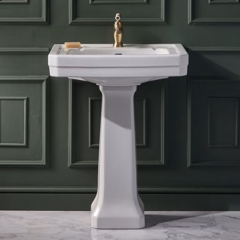 Lavabo su Colonna Tradizionale 645mm - 1 foro rubinetteria - Stile Classico