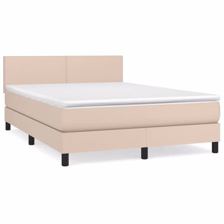 Giroletto a Molle con Materasso Cappuccino 140x200cm Pelle finta