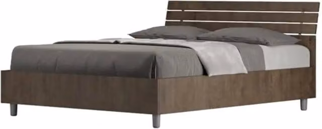 Letto matrimoniale francese contenitore 140x190 testata inclinata con doghe noce Ankel