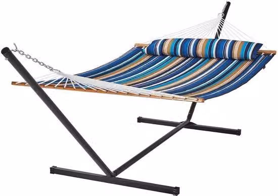 Amaca per due persone con attrezzo incluso - Capacità pesi elevata 500 kg, Amaca doppia con attrezzo in acciaio da 12 ft, Borsa portatile e cuscino - Amaca all'aperto libera da supporti