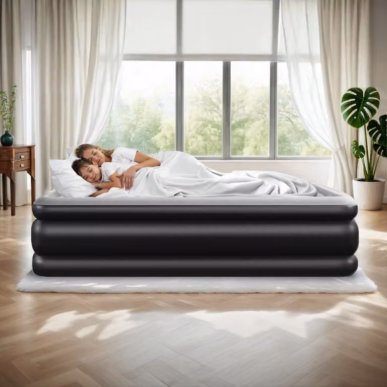 Materasso gonfiabile AirDreams tectake con pompa elettrica, bianco e nero, L/P/H: 200 x 101 x 44 cm