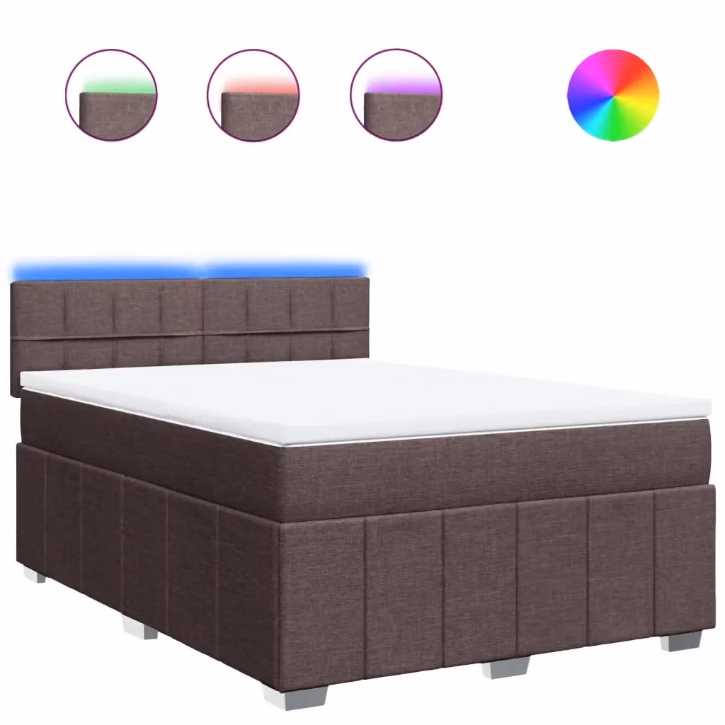 Letto Ibrido con Materasso vidaXL in Tessuto Marrone e Bianco L: 140 cm, P: 200 cm – 2