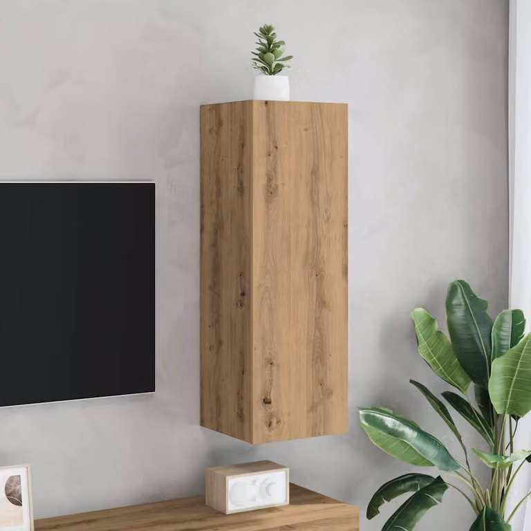 Mobile TV vidaXL in legno multistrato color rovere, design moderno per soggiorno, L 30,5 cm x P 30 cm x H 90 cm