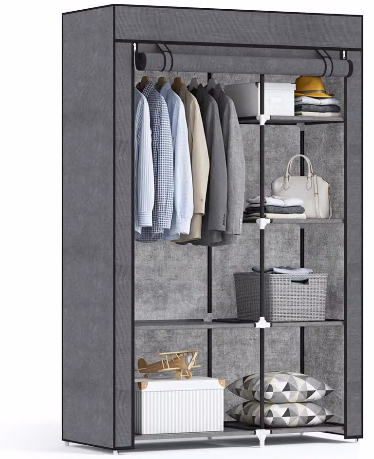 Armadio HOMCOM con 6 ripiani, dimensioni 103 x 43 x 162,5 cm, colore grigio scuro