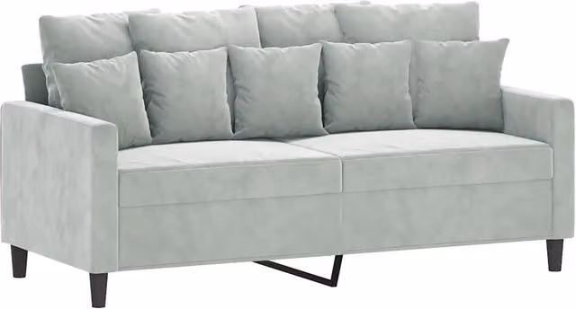Divano | Divano da soggiorno | Sofa a 2 Posti Grigio Chiaro 140 cm in Velluto