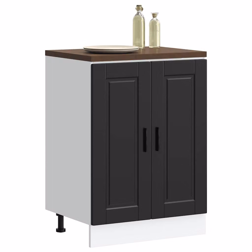 Base da cucina moderna vidaXL in legno e MDF nero con ante a battente L: 60 cm, P: 46 cm, H: 81,5 cm