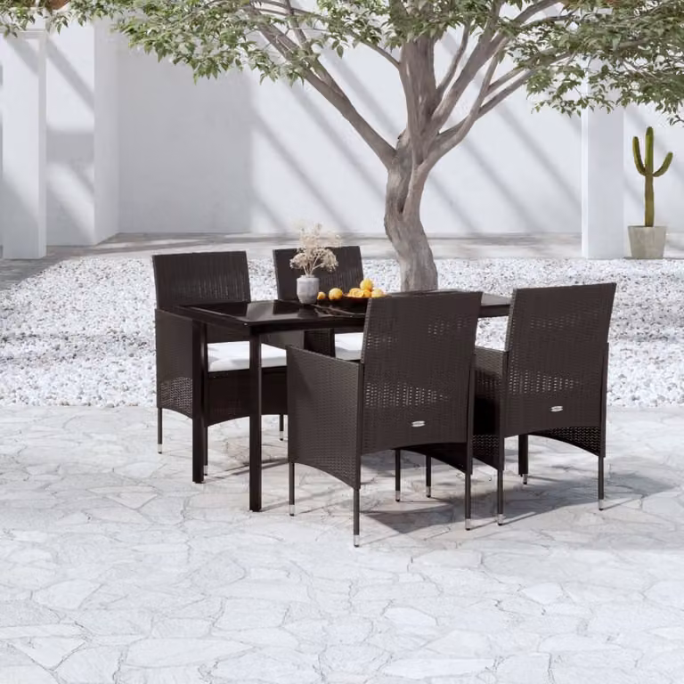 The Living Store Set da pranzo da giardino 5 pezzi con cuscini nero