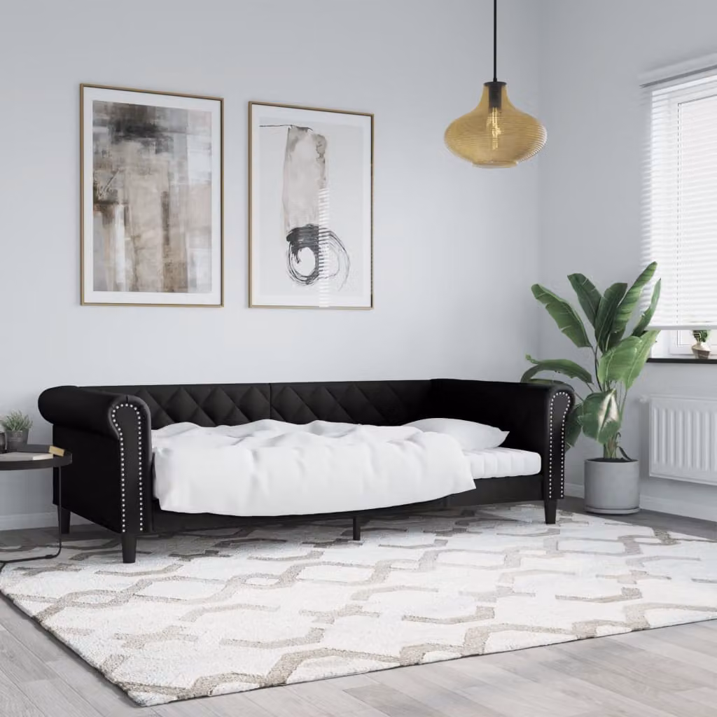 Letto da giorno vidaXL in similpelle nera per adulti