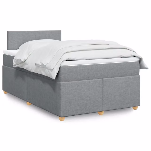 Letto Ibrido vidaXL con Giroletto a Molle e Materasso in Tessuto Grigio e Bianco L/P: 120 x 200 cm