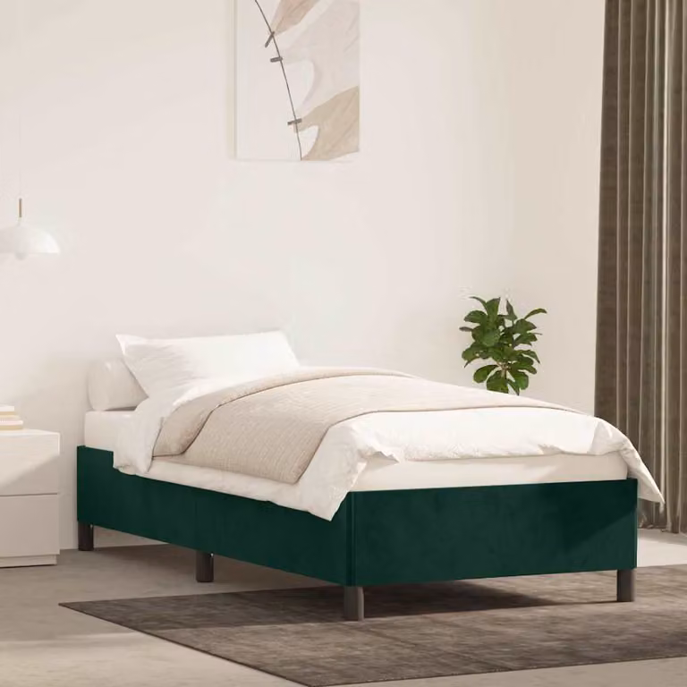 vidaXL Giroletto senza Materasso in Velluto Verde Scuro L/P/H: 200 x 80 x 35 cm
