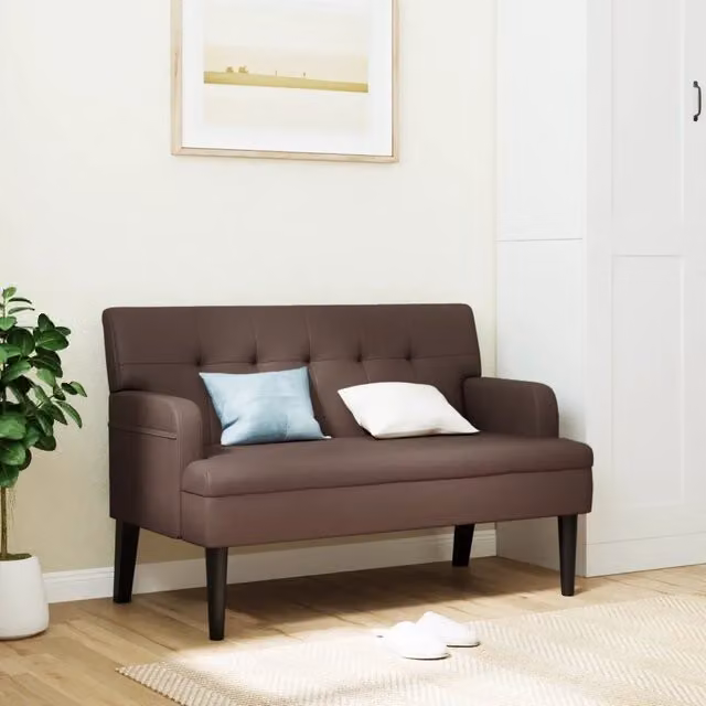 Panca con schienale vidaXL in similpelle marrone per soggiorno o ufficio L: 112 cm, P: 65,5 cm, H: 75 cm – 1