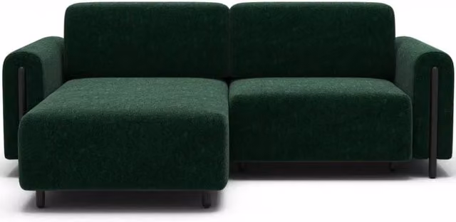 Divano ad angolo convertibile ARVESSA MEUBLORAMA verde smeraldo in tessuto bouclé con contenitore e funzione letto, angolo sinistro, L 244 x P 154 x H 95 cm