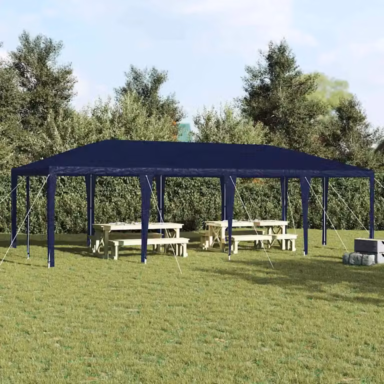 Tenda Party vidaXL Blu in Polietilene e Acciaio L: 800 cm, P: 400 cm, H: 266 cm