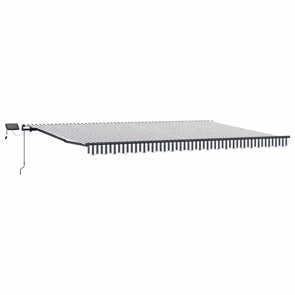 vidaXL Tenda Retrattile Manuale con LED in Alluminio e Poliestere, Colore Antracite/Bianco, L: 500 cm x P: 300 cm – 2