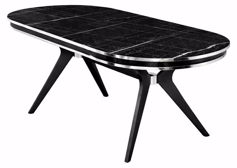 Tavolo, stile moderno, colore nero, ideale per la sala da pranzo, pratico e confortevole, forma ovale