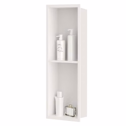 sunrik Nicchia Doccia Incasso Bianco Crema 60x20Cm, Acciaio Inox, Mensole
