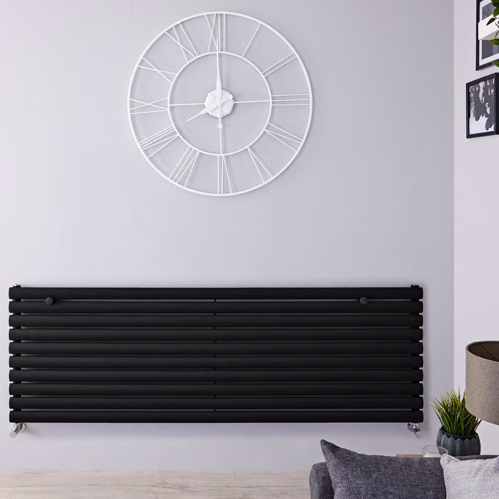 Radiatore di Design Orizzontale - Pannello Singolo - 590mm x 1780mm - Nero - Revive