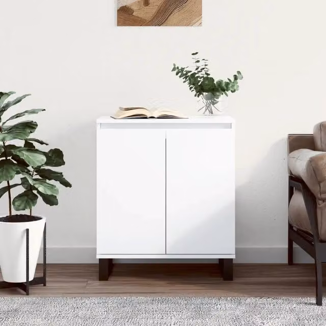 Credenza-Buffet-Armadio da cucina Bianca 60x35x70 cm in Legno Multistrato 750452