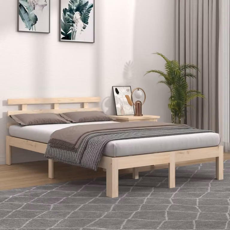 The Living Store Letto in legno massiccio 140x190 cm