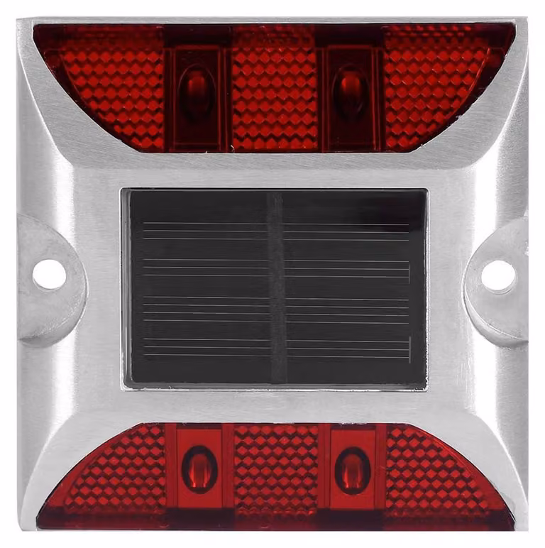 Lampada solare, con 4 LED, quadrata, impermeabile, grado di protezione IP67, colore rosso