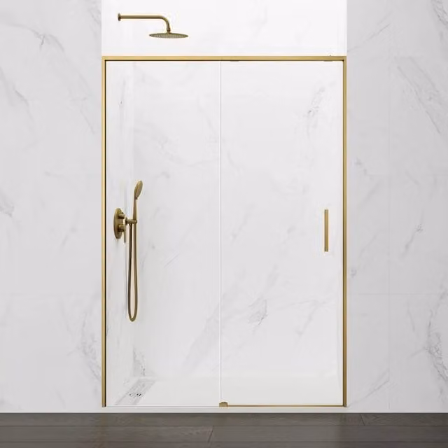 Box doccia Ducha TWENTY 1 con elemento fisso e scorrevole, vetro trasparente e finitura oro, L: 180 cm