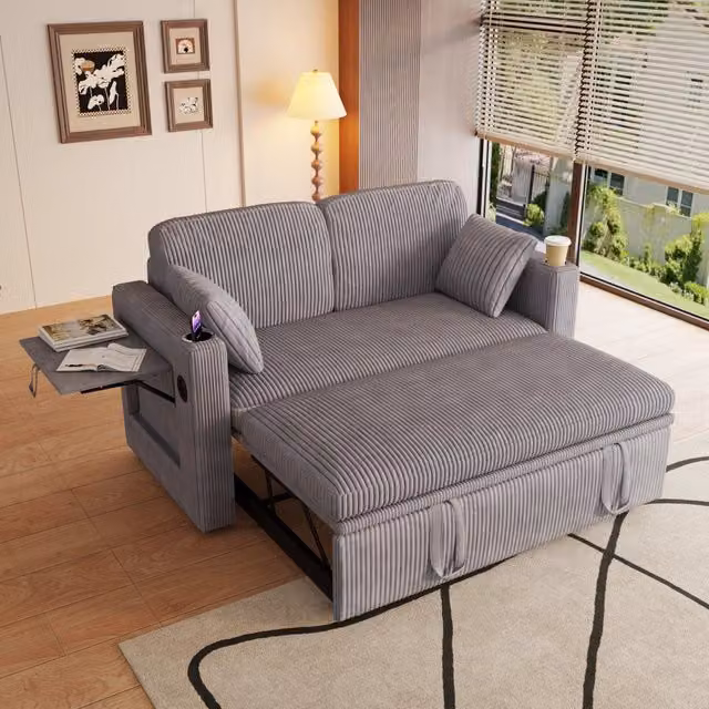 Poltrona relax reclinabile FOLYNA in velluto a coste grigio con braccioli e design moderno per soggiorno