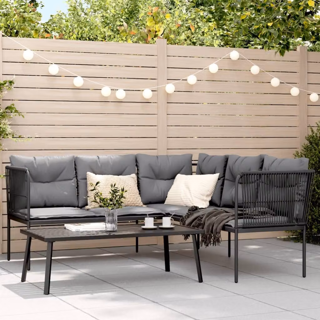 Maison Exclusive - Set divani da giardino con cuscini Nero Acciaio e Textilene