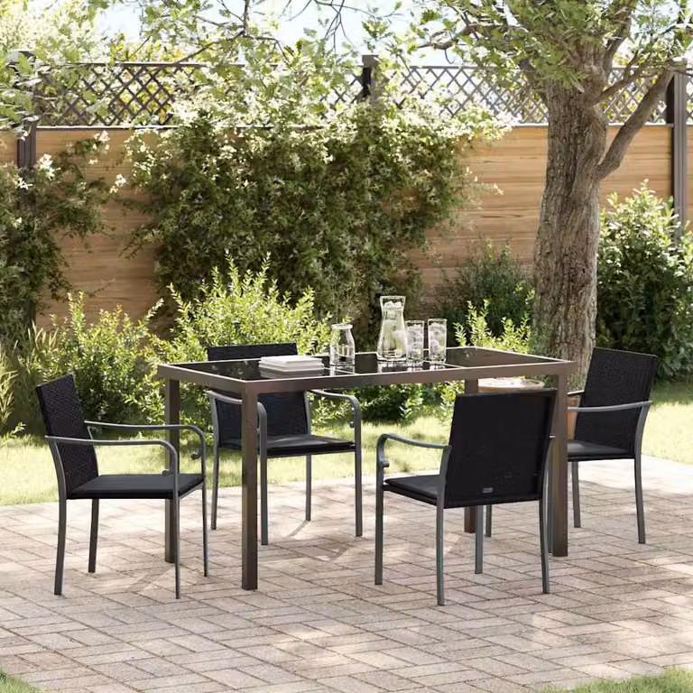 Maison Exclusive - Set da giardino per esterni, 5 pezzi, rattan in polietilene nero e grigio