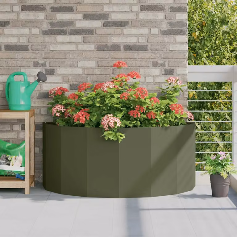 Fioriera vidaXL in acciaio verde oliva L 120 x P 60 x H 50 cm