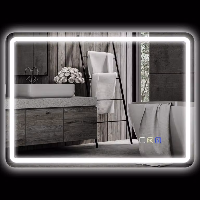 Specchio da bagno con illuminazione a LED, antiappannamento, 3 colori regolabili, 700 x 900 mm, argento