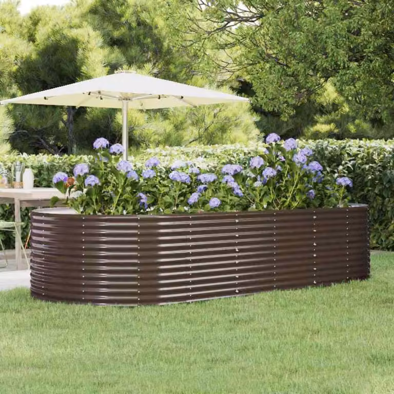 Letto da giardino rialzato vidaXL in acciaio zincato marrone L: 291 cm, P: 140 cm, H: 68 cm