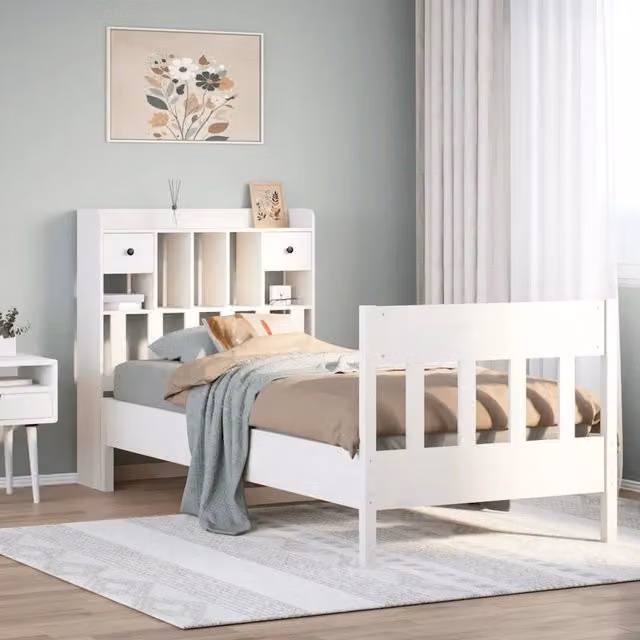 Giroletto VIDAXL in legno massello di pino bianco con doghe piatte, L 190 x P 75 x H 33 cm – 1